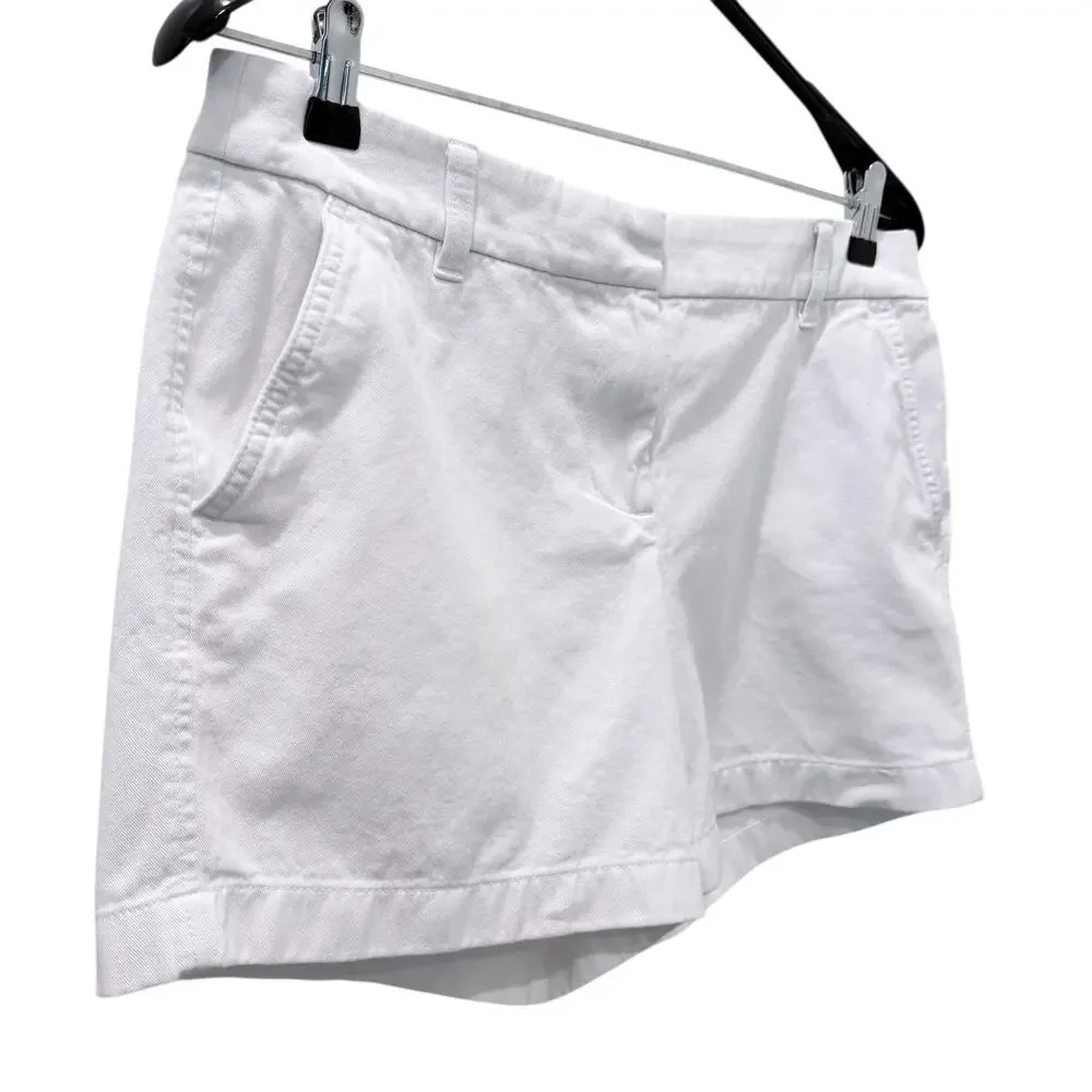 J.CREW Chino Shorts Womens 8 White Twill 3.5 Inseam Flat Front Casual Summer